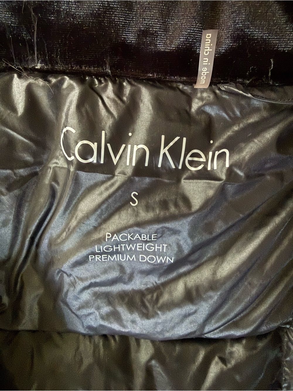 Calvin Klein Packable Lightweight Premium Down Hooded Puffer Coat Black Sz Small - Picture 6 of 6